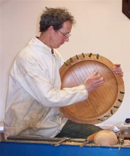 Tobias with one of his musical instruments (Sound box)